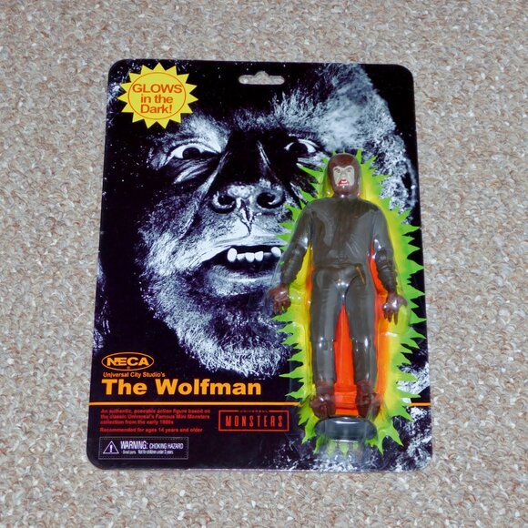 2022 NECA Glow in the Dark 7" Universal Monsters Wolfman Figure MOC Brand New - Picture 1 of 8